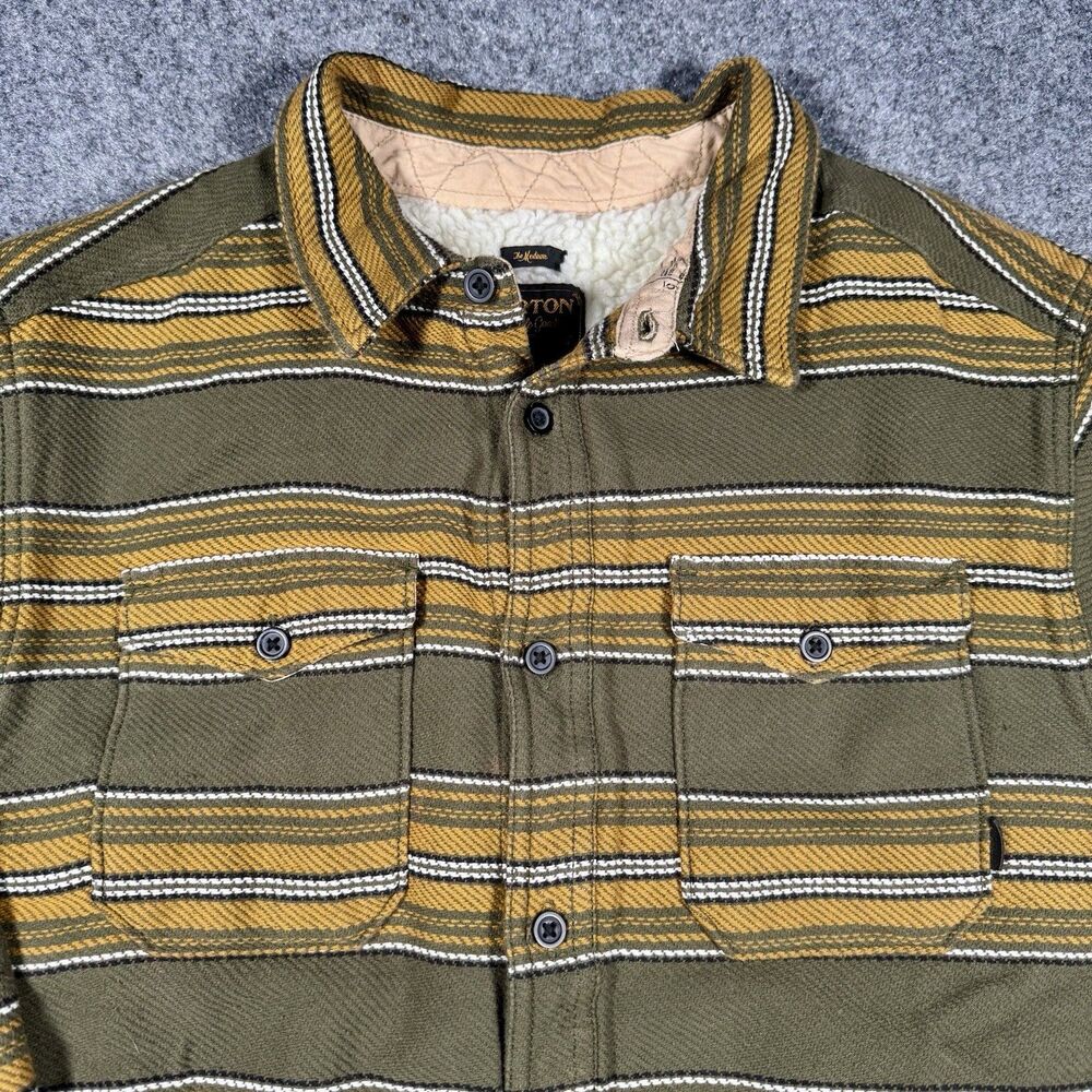 Burton Cole Sherpa Fleece Lined Heavy Jacket Shacket Green Yellow Men’s Medium